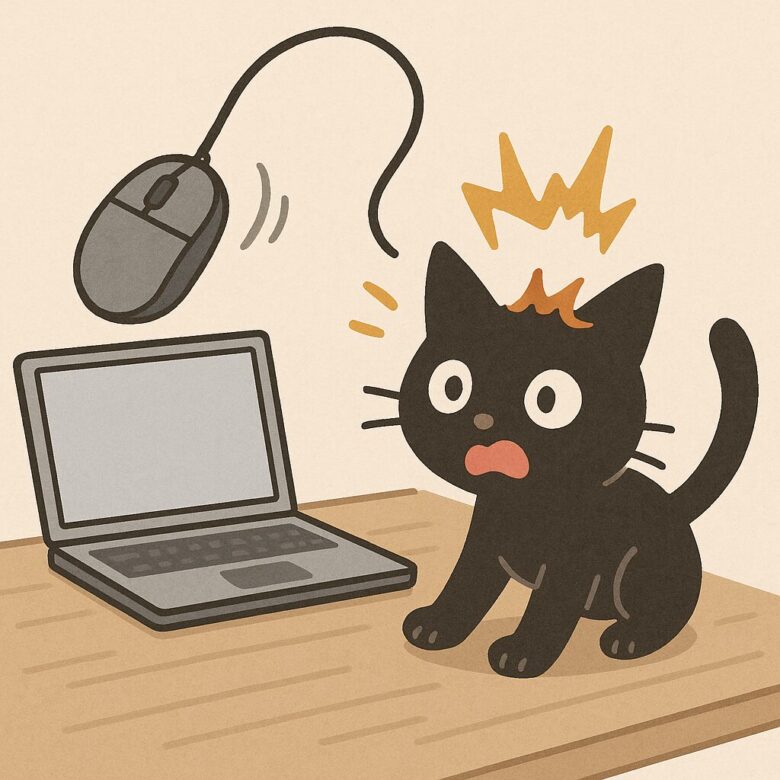 マウスを猫衲衣におとしたイラスト